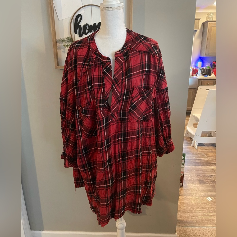 Free People oversized plaid popover